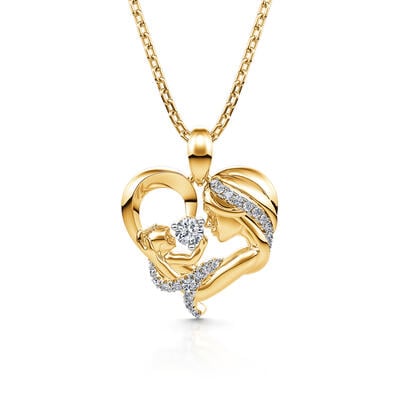 Jeulia "Warmest Protection" Mom & Baby Heart Sterling Silver Necklace