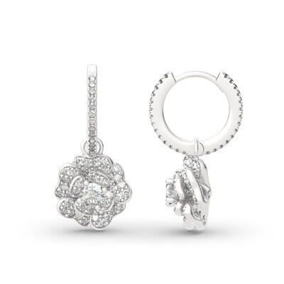 Jeulia Aretes colgantes de plata esterlina con diseño floral