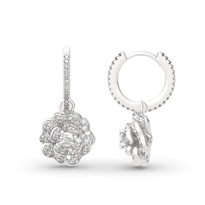 Jeulia Flower Design Sterling Silver Drop Earrings