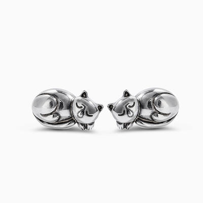 Jeulia "Lazy Cat" Sterling Silver Earrings