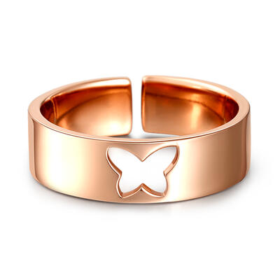 Jeulia "Romanticism" Butterfly Design Adjustable Sterling Silver Men's Band