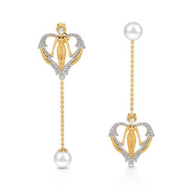 Jeulia "Winged Angel" Cultured Pearl Sterling Silver Earrings