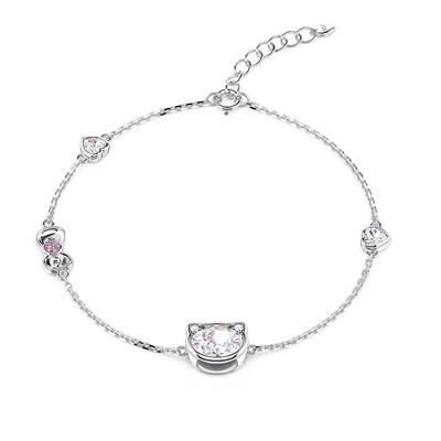 Jeulia Cute Cat Bracelet With Bowknot Sterling Silver