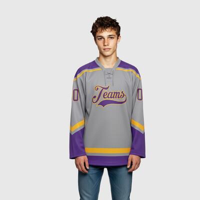 Custom Gray Hockey Lace Neck Polyester Team Jersey