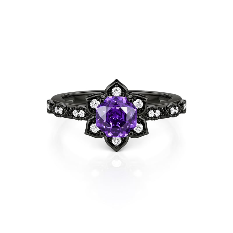 Jeulia Gothic Black Infinity Purple Rose Cut Flower Ring