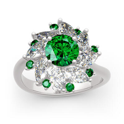 Jeulia Anillo Con Halo De Talla Redonda En Plata De Ley