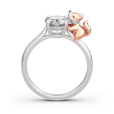 Jeulia Hug Me "Baby Fox" Round Cut Sterling Silver Ring
