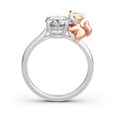Jeulia Hug Me "Baby Fox" Round Cut Sterling Silver Ring