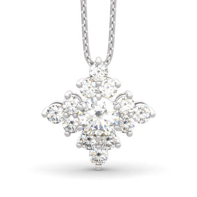 Jeulia Sparkling Cluster Round Cut Sterling Silver Necklace