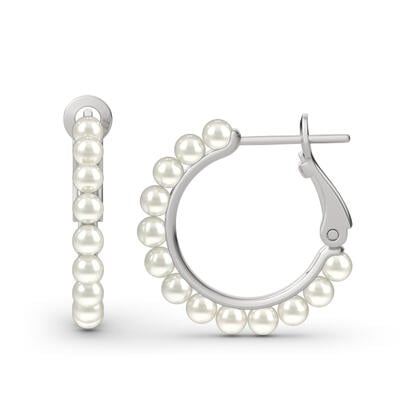 Jeulia Cultured Pearl Sterling Silver Hoop Earrings