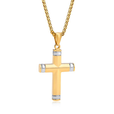 Jeulia Cross Design Stainless Steel Men's Necklace