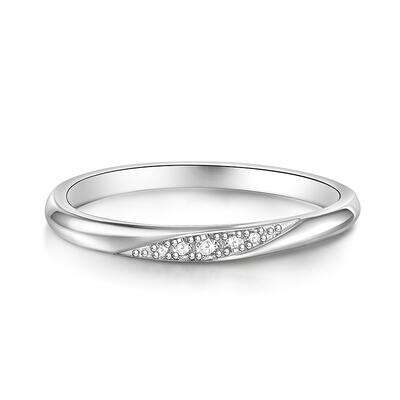 Jeulia Stylish Round Cut Sterling Silver Women's Band