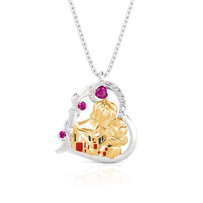 Jeulia Two tone Passionate Kiss Art Deco Necklace Sterling Silver