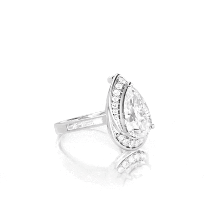 Jeulia Dual Wear Swirling Halo Pear Cut Engagement Ring