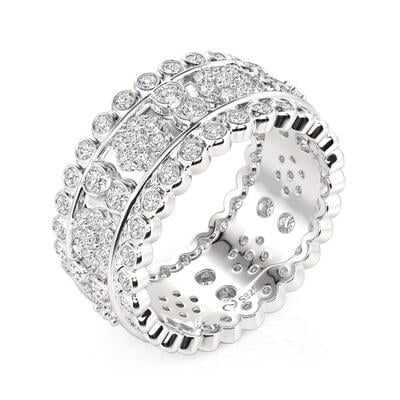 Jeulia Snowflake Eternity Band for Women Sterling Silver