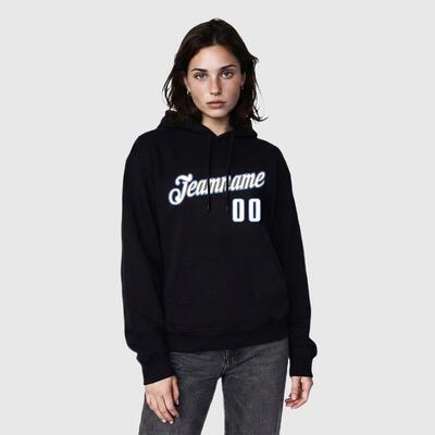 Custom Stitched Black Sports Pullover Hoodie Soft Comfortable Material Suitable for Sports Personalized Team Name & Number