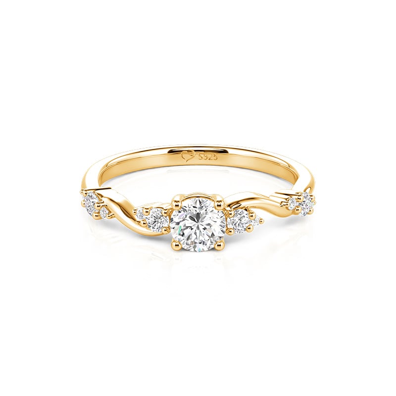 Jeulia Gold Twist Round Cut Promise Ring Sterling Silver