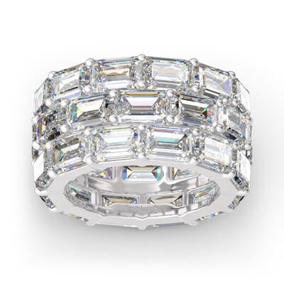 Jeulia Emerald Cut Eternity Sterling Silver Women's Band