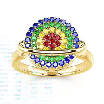 Jeulia Anillo Abierto de Plata de Ley con Meditación Giratoria y Planeta Giratorio