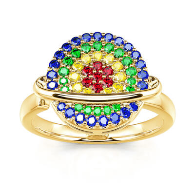 Jeulia Rotating Planet Spinning Meditation Sterling Silver Open Ring