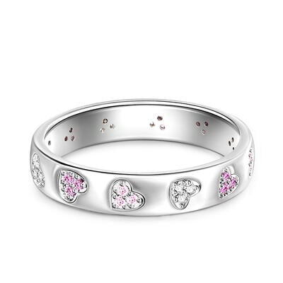 Jeulia "Beating Heart" Women's Band Inlaid Sterling Silver