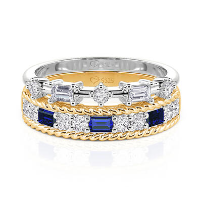 Jeulia Everyday Two Tone Rope Twisted Engagement Ring Set 2PCS