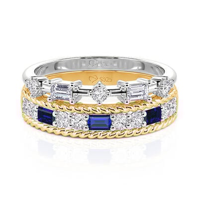 Jeulia Esenciales del Día Juego de Dos Anillos de Compromiso Trenzados en Cuerda Bicolor