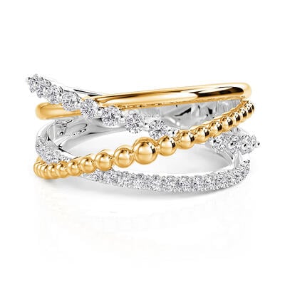 Jeulia Everyday Gradient Beaded Crossover Ring