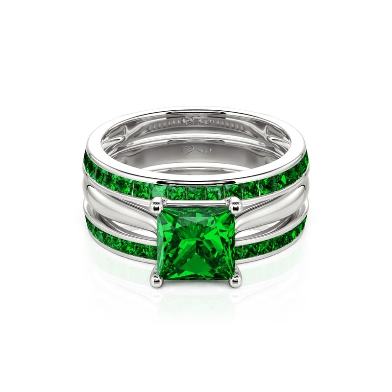 Jeulia Conjunto De Anillos De Plata Esterlina De Corte Princesa