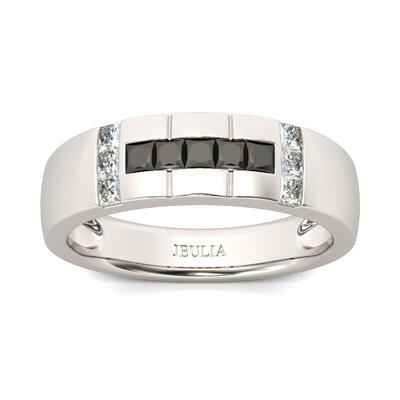 Jeulia Simple Princess Cut Sterling Silver Men's Band