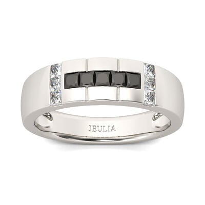 Jeulia Simple Princess Cut Sterling Silver Men's Band