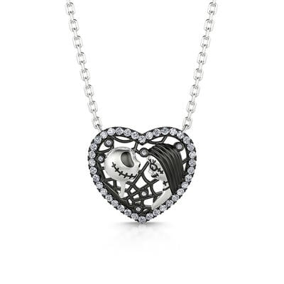 Jeulia "Magical Love" Skull Couple Sterling Silver Necklace