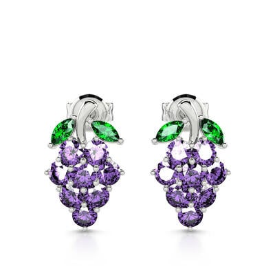 Jeulia Cute Grape Fruit Sterling Silver Stud Earrings