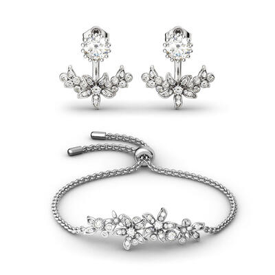 Flower Round Cut Sterling Silver Jewelry Set
