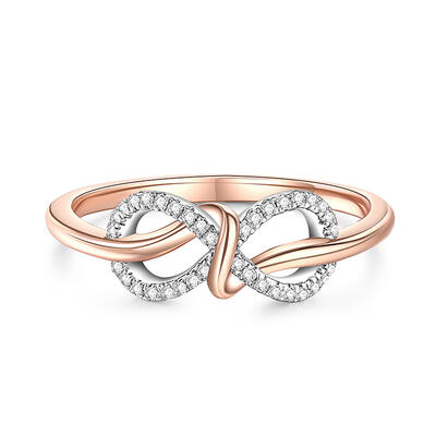 Jeulia "Hold You Forever" Women's Infinity Wedding Band Two Tone Sterling Silver