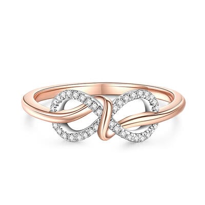 Jeulia "Hold You Forever" Women's Infinity Wedding Band Two Tone Sterling Silver