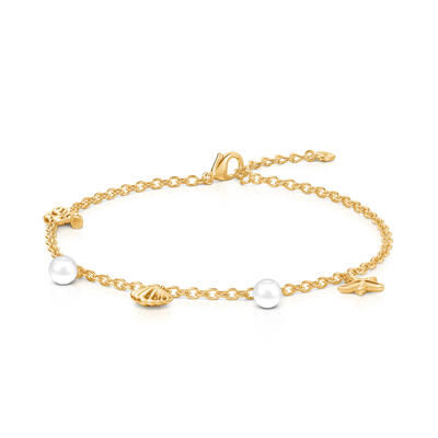 Jeulia Ocean Beach Gold Pearl Charm Bracelet