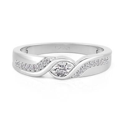 Jeulia Bypass Round Cut Women's Wedding Ring Sterling Silver