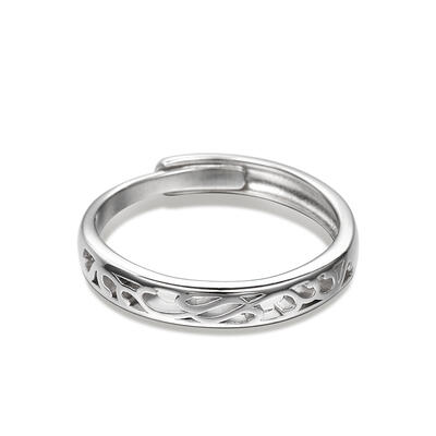 Jeulia "Endless Love" Vine Flower Design Adjustable Sterling Silver Men's Band