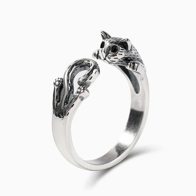 Jeulia "The Finger Pet" Cat Sterling Silver Open Ring