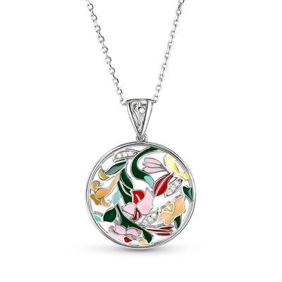 Jeulia Dreamy Garden "Daughter of the Wind" Enamel Sterling Silver Necklace
