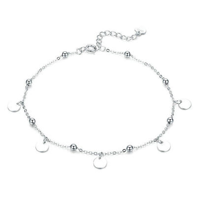 Jeulia Simple Style Disc Sterling Silver Anklet