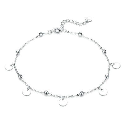 Jeulia Simple Style Disc Sterling Silver Anklet
