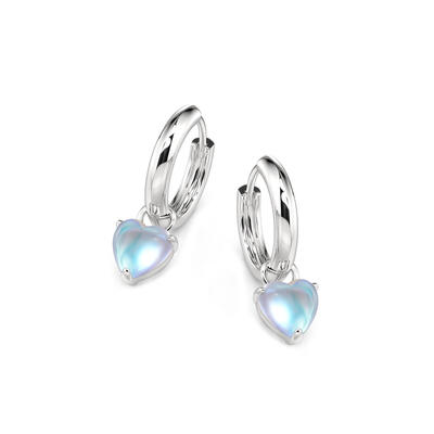 Jeulia Simple Heart Moonstone Hoop Earrings