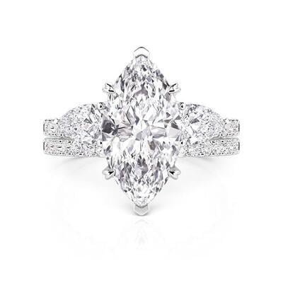 Jeulia Stackable Marquise Bridal Set with Pavé Accents 2PCS