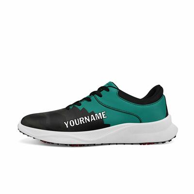 Personalized Black and Green Golf Shoes - Custom Name and Logo Footwear