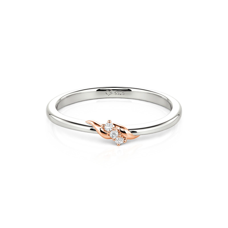 Jeulia Bypass Two-Tone Three-Stone Promise Ring for Women