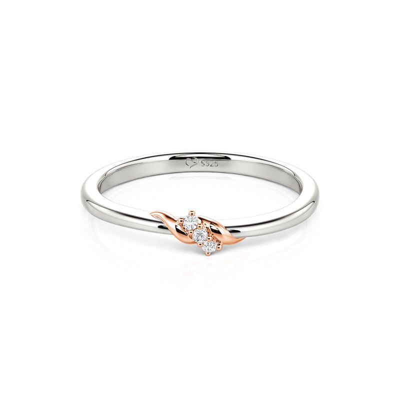 Jeulia Bypass Two-Tone Three-Stone Promise Ring for Women