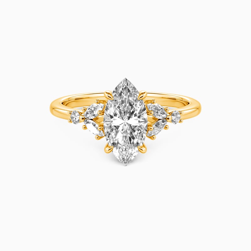 "The Fearless Love" 2ct Marquise Cut Cluster Side Stone Engagement Ring