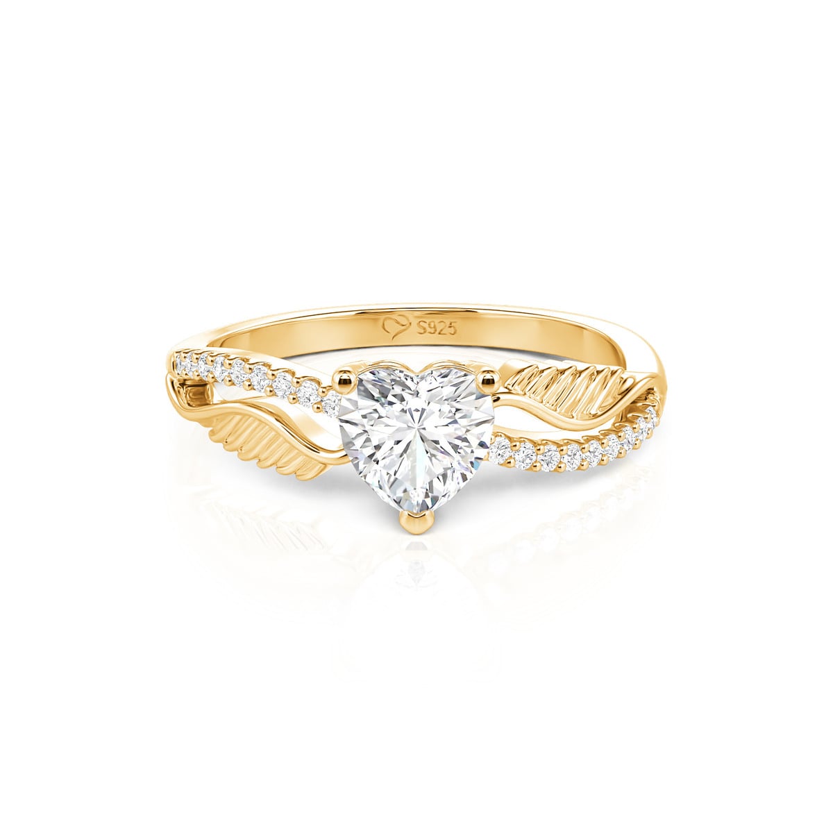 Jeulia Angel Wings Twist Pave Heart Promise Ring